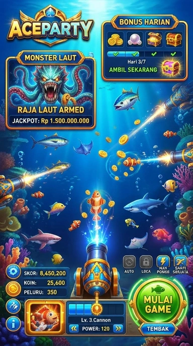 Layar utama aceparty — antarmuka bersih setelah instalasi